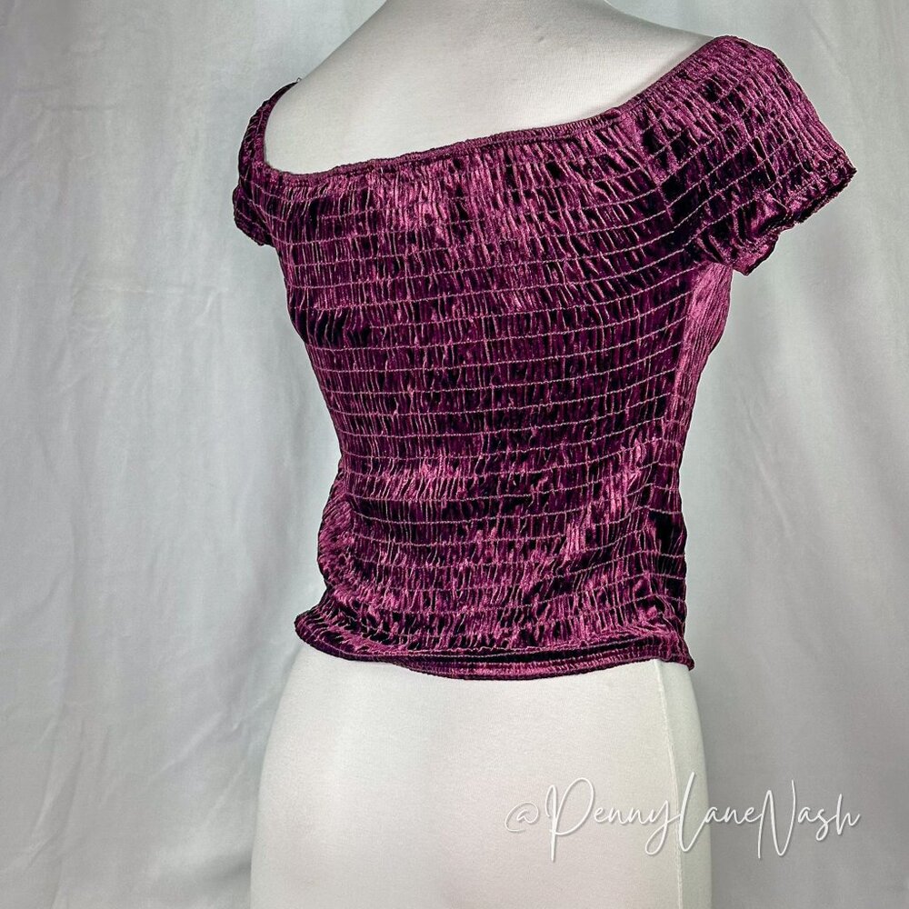 Molly Green Smocked Off The Shoulder Crop Top - Picture 5 of 7